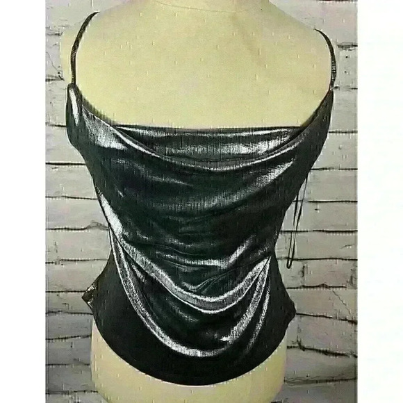 Pookie & Sebastian Tops - Pookie & Sebastian Womens Size S Metallic Gray Tank Top Spaghetti Stap